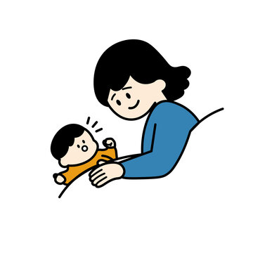 recommend clip art: 寝ようとしている赤ちゃんと母親　カラー