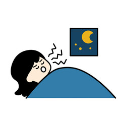 いびきをかく女性　カラー