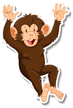 Funny monkey animal cartoon sticker