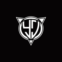 YJ Logo monogram isolated with circle shape and three arrow design template