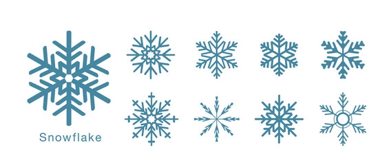 Fototapeta na wymiar 美しい雪の結晶のセット。クリスマスの素材。