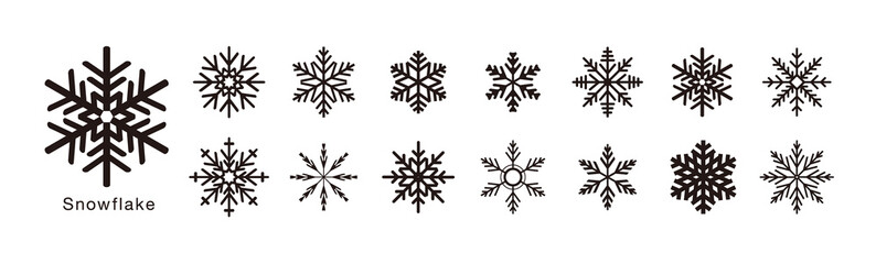 美しい雪の結晶のセット。クリスマスの素材。