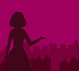 silhouette of woman, watching in the window vector