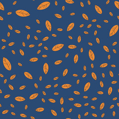 Seamless autumn pattern from colorful leaves. Strict flat design. Printing on fabric, wrapping paper. Vector illustration