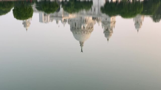 Reflection of Victoria Memorial, Kolkata building in water. Abstract view of Victoria.