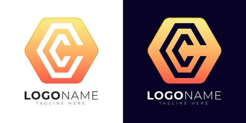 Initial letter c logo vector design template. Modern letter c logo icon with colorful geometry shape.