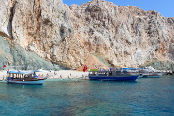 Naklejka premium Antalya, Turkey - The yacht tour to Turkey Maldives at famous blue sea at Suluada