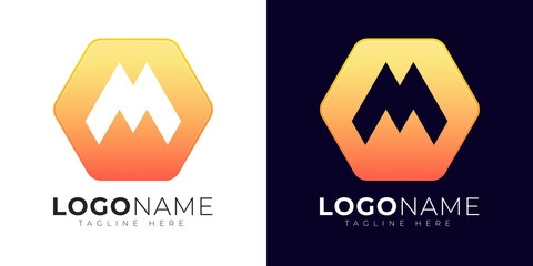 Letter m logo vector design template. Modern letter m logo icon with colorful geometry shape.