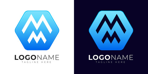 Letter m logo vector design template. Modern letter m logo icon with colorful geometry shape.