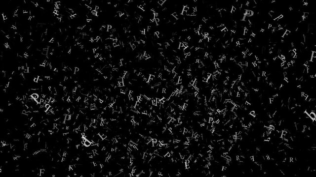 Flying capital letters on transparent alpha channel background, writing art creativity concept