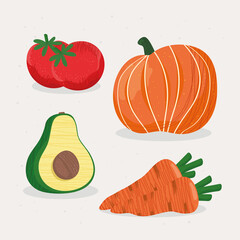 four fresh vegetables icons