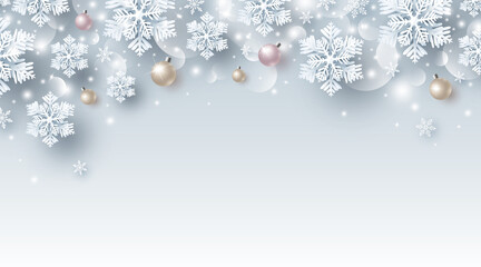 Fototapeta na wymiar Christmas and Winter banner design of snowflake with light vector illustration