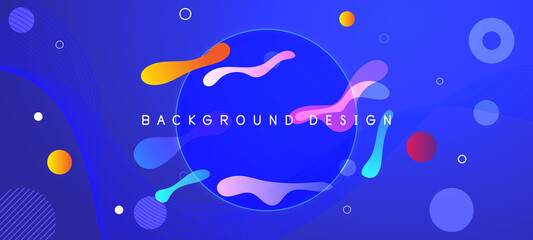 Orange and blue liquid banner template. Vector abstract background with gradient fluid waves, organic shapes, text. Trendy banner for social media promotion