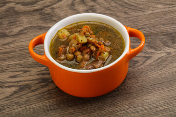 Lentil soup with chicken and vegetables