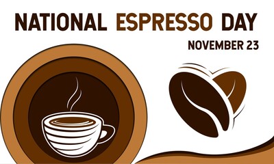 National Espresso Day Background. November 23. Premium and luxury greeting card, letter, poster, or banner. With a coffee cup, heart, and love icon vector