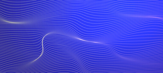 Naklejka na ściany i meble Blue abstract background with flowing particles. Digital future technology concept. vector illustration.