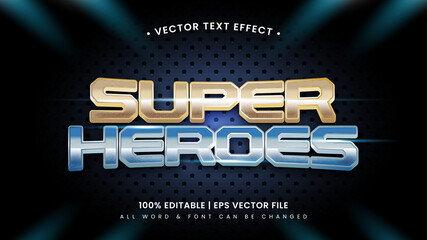Super heroes metal 3d text style effect. Editable illustrator text style.