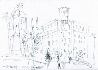 instant sketch, square in Moscow