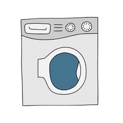 Vector doodle isolated illustration white washing mashine