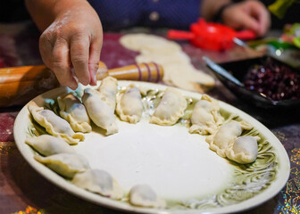 preparing the dumplings