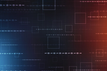 2d illustration abstract digital binary data on computer screen
