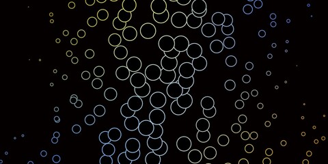 Dark Blue, Yellow vector background with circles.