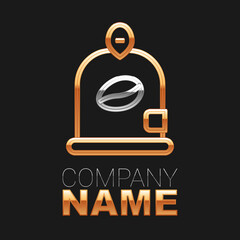 Line Bag of coffee beans icon isolated on black background. Colorful outline concept. Vector