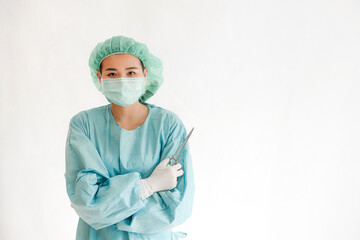 Doctor woman dressed in surgical uniform