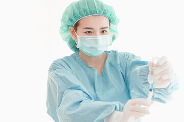 Doctor woman dressed in surgical uniform