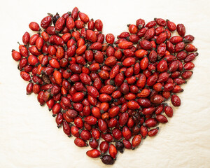 Heart of dried rose hips