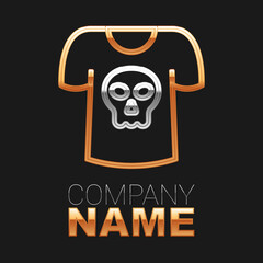 Line Shirt with skull icon isolated on black background. Happy Halloween party. Colorful outline concept. Vector