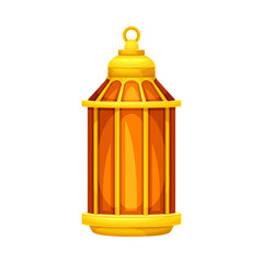 Arabic ancient golden lantern. Ramadan Kareem lamp, traditional muslim symbol vector illustration