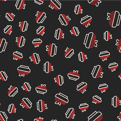 Line Pasta spaghetti icon isolated seamless pattern on black background. Italian restaurant. Vector