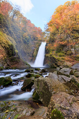 宮城県の美しい紅葉　「秋保大滝」