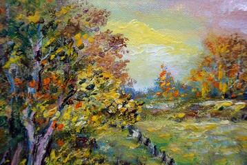    Art painting Oil color sky northeast Thailand Countryside      