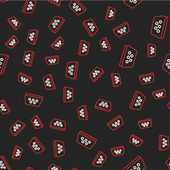 Line Taxi car roof icon isolated seamless pattern on black background. Vector