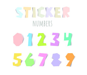 Set of realistic numbers in the form of multicolored stickers.