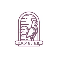 Vector Logo Illustration Rooster Vintage Style.