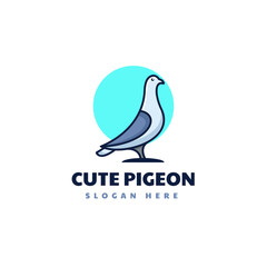 Vector Logo Illustration Pigeon Simple Mascot Style.