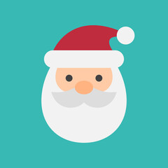 Cute Santa Claus head, Happy X'mas new year greeting gift design template, Flat design vector Illustration