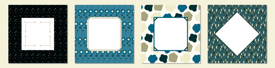 星と花とドットのフレームセット