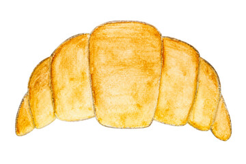 Croissant watercolor painting isolated on white background