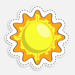 cartoon icon of doodle Sun. Star of planet earth. Astronomy, observation of sun activity and weather. Vector isolated on white background