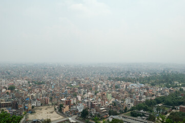 Fototapeta na wymiar Smog in Kathmandu city from birds eye view