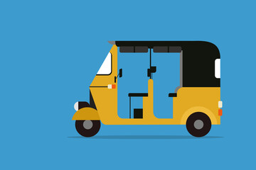 Illustration of Indian three wheeler Auto rickshaw - obrazy, fototapety, plakaty
