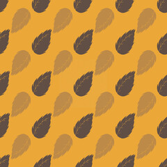Retro colors orange and yellow leafs with texture repeat pattern print background
