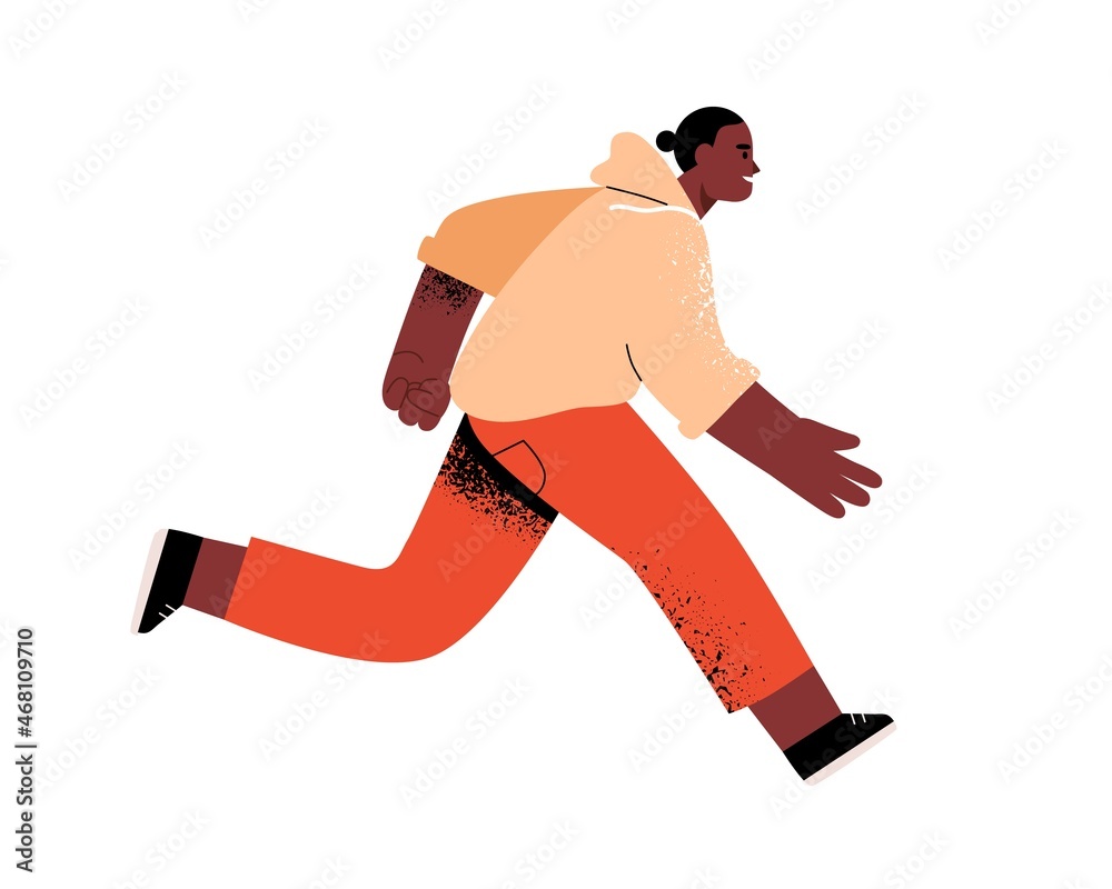 Aufkleber person running, hurrying and rushing forward to aims and aspirations to succeed in life race. fast l