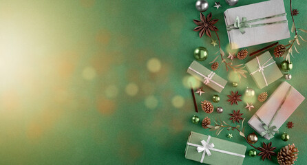 Christmas background with christmas decoration - 3d rendering