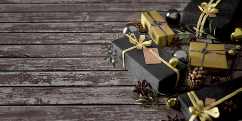 Christmas background with christmas decoration - 3d rendering