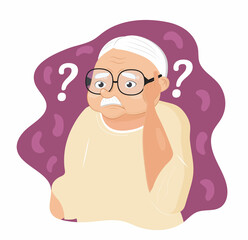 Alzheimer old man, neurology health care, Parkinson or dementia metaphor are shown. Senses diseases for medical website. International Day of Older Persons, Alzheimer.